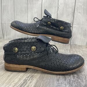 Patricia Nash 7.5 Heel Booties Sabrina Perforated Black Laser Cut Boots sz 7 1/2